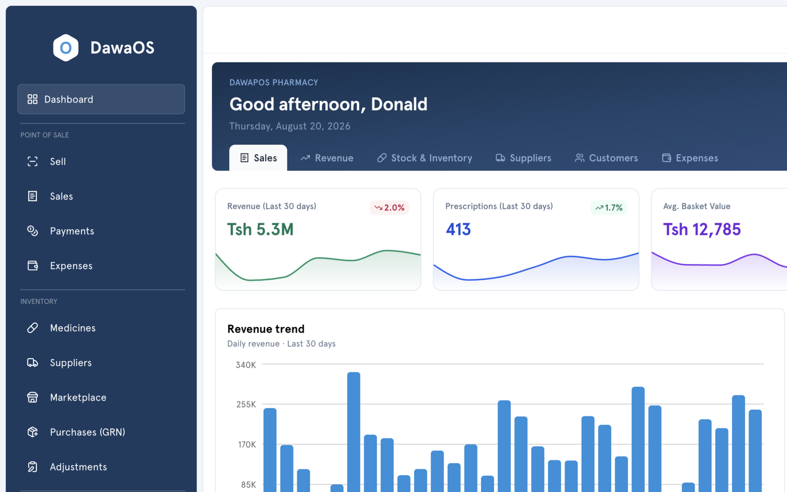The DawaOS interface